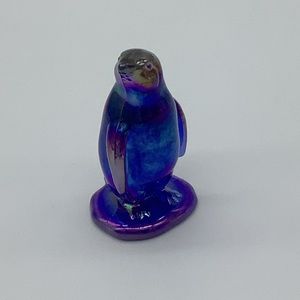 Boyd Glass Art Penguin. Iridescent Cobalt Blue.